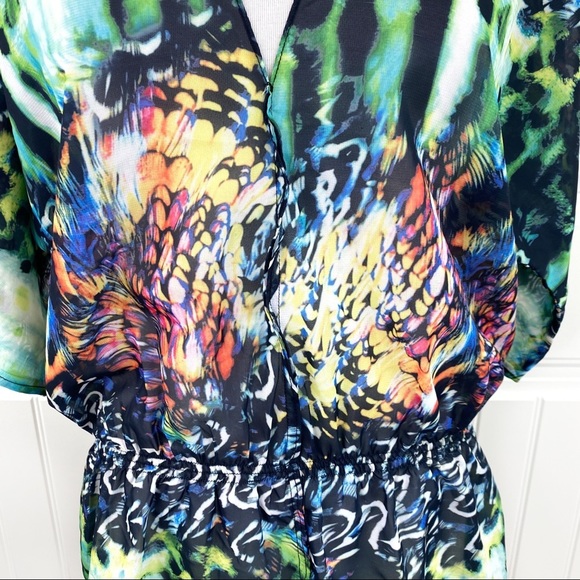 RACHEL Roy Tail Feathers Electric Swimsuit Coverup - Picture 3 of 8